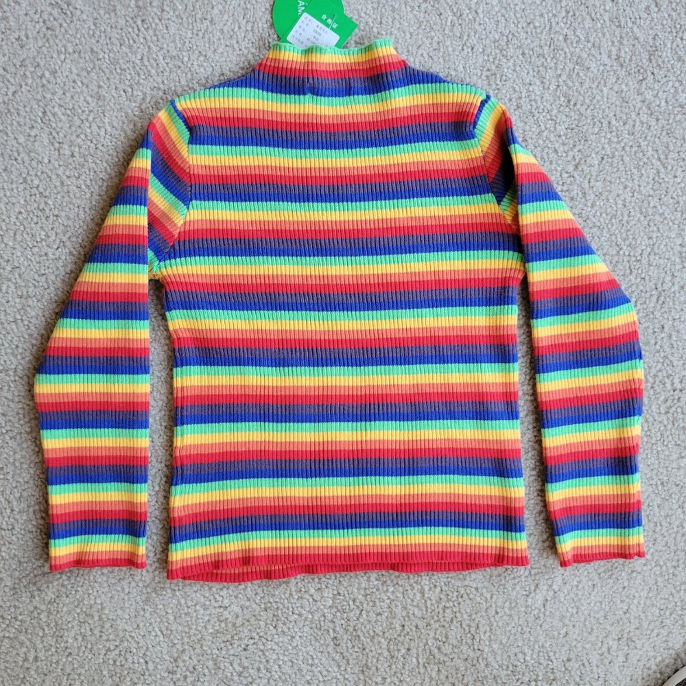 NWT kids or petite adult retro 70's style ribbed cropped striped shirt - Picture 4 of 4